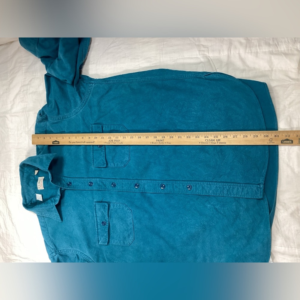Vtg Men’s LL Bean USA Chamois Cloth Long Sleeve Button Up Shirt Teal Blue - Picture 5 of 6